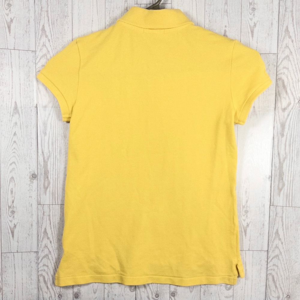 Polo Ralph Lauren Girls Polo Shirt Yellow Blue Pony Cotton Size M 8-10 Preppy - Picture 2 of 5